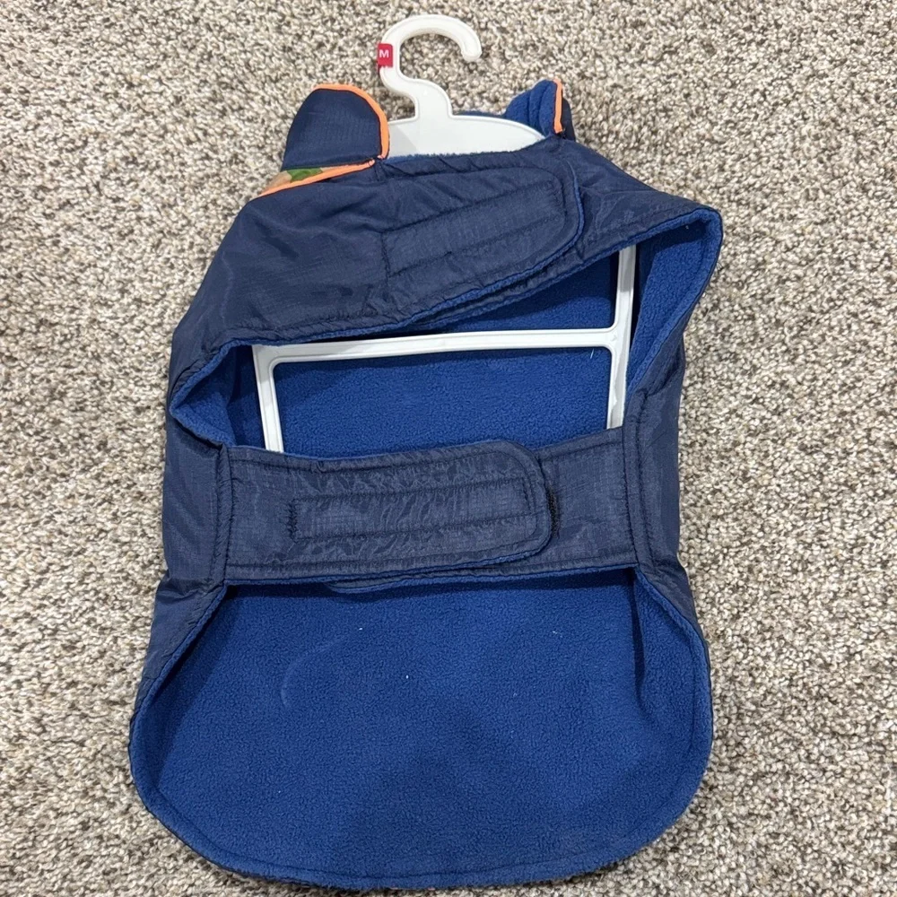 Navy Dog Jacket with Colorful Bone Print